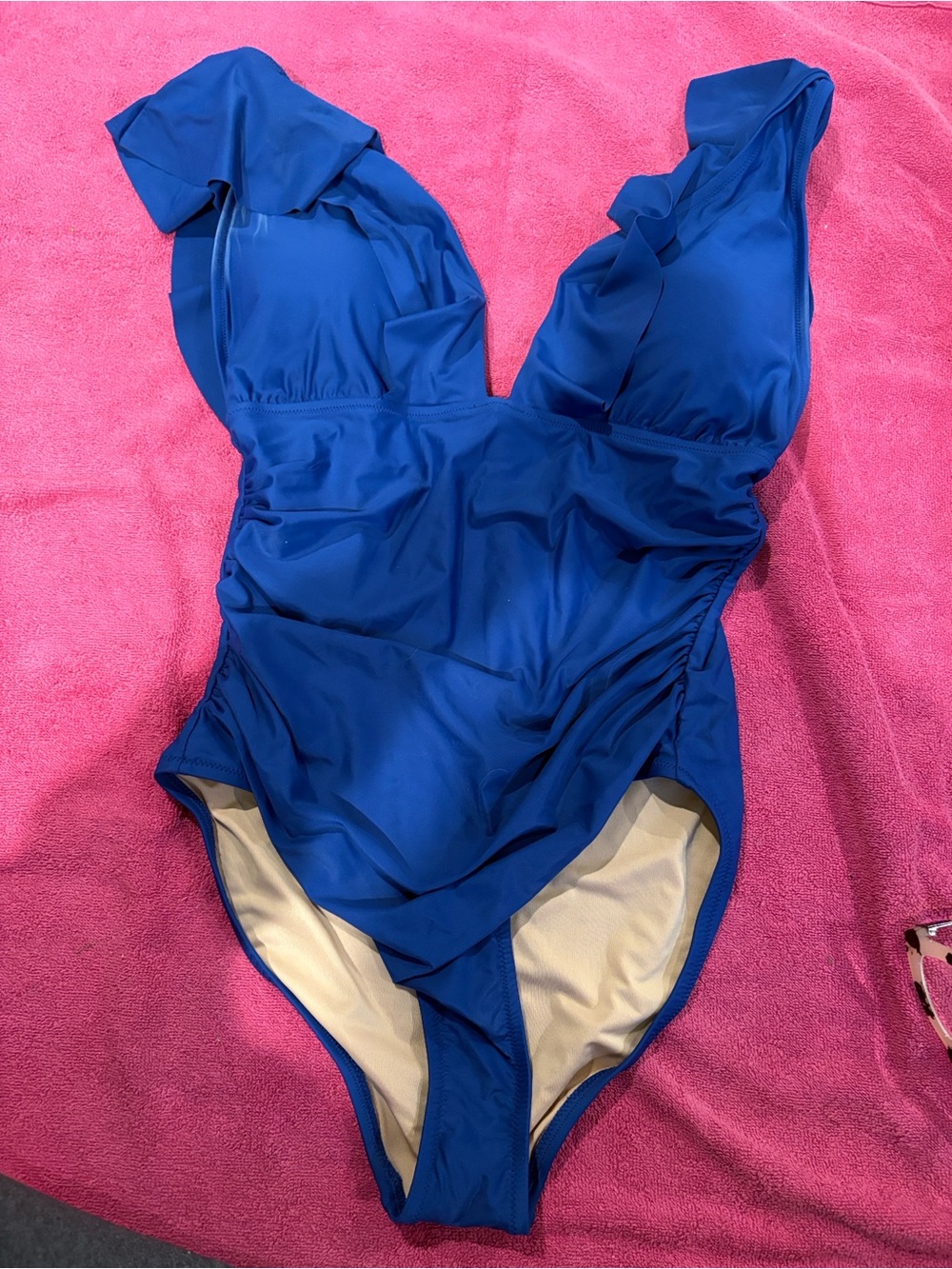 J Crew Ruched Ruffle Women’s Royal Blue One-Piece Swimsuit